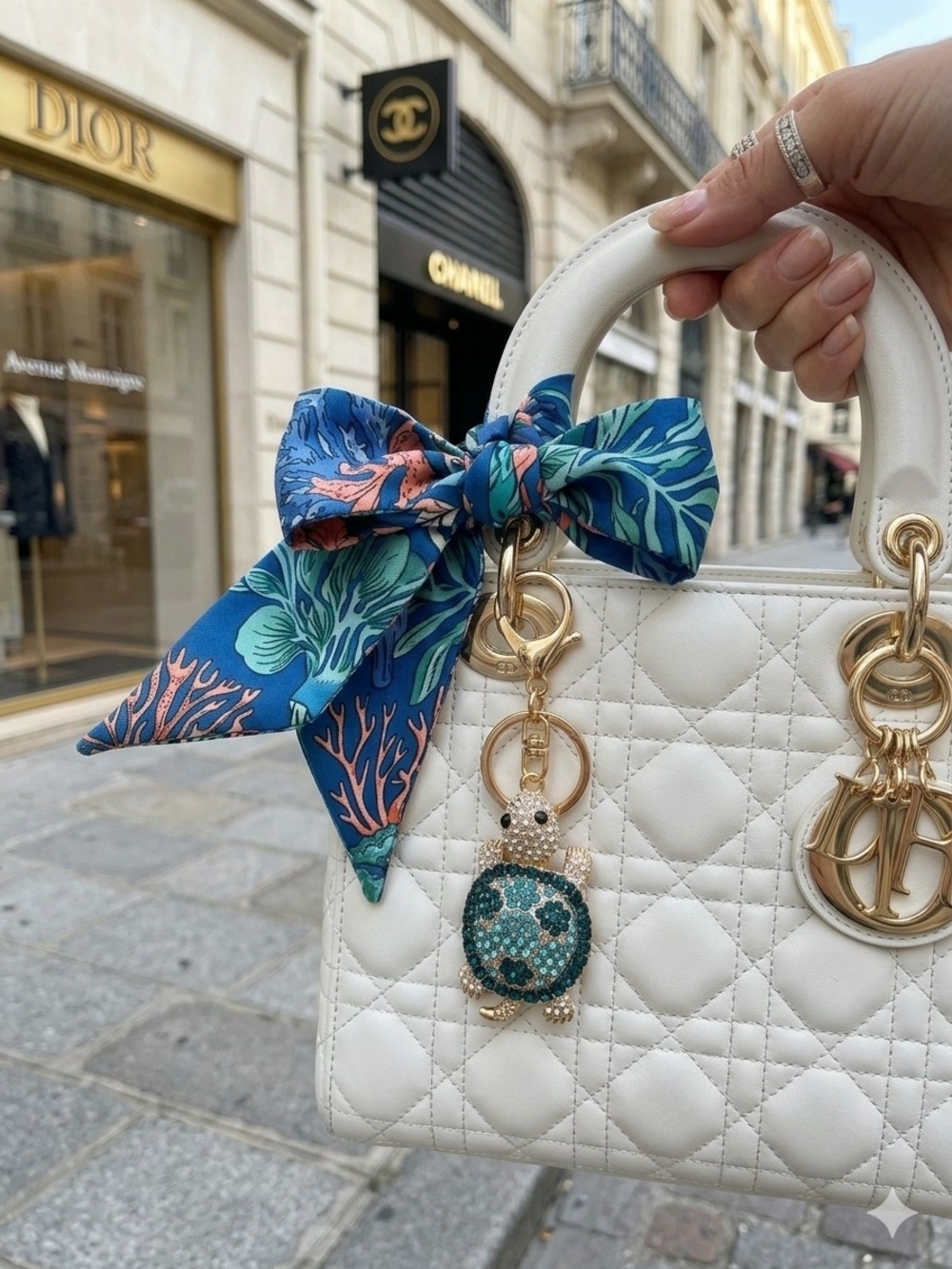 Siren's Collection Turtle Blue & Gold Keychain